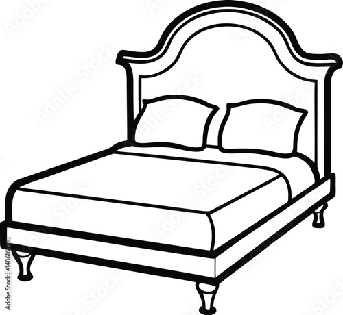 Bed silhouette,  bedroom furniture vector icon