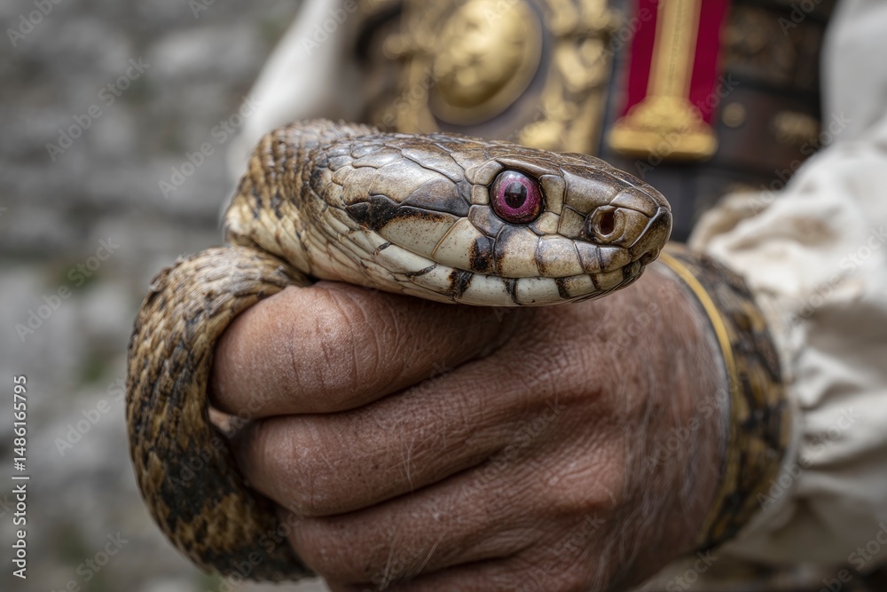 Fototapeta premium Holding a Serpent Close-up Reptile Display