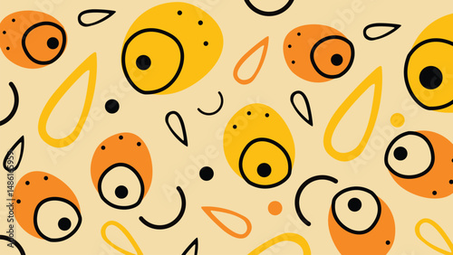 Teardrop Abstract Face Shapes Background