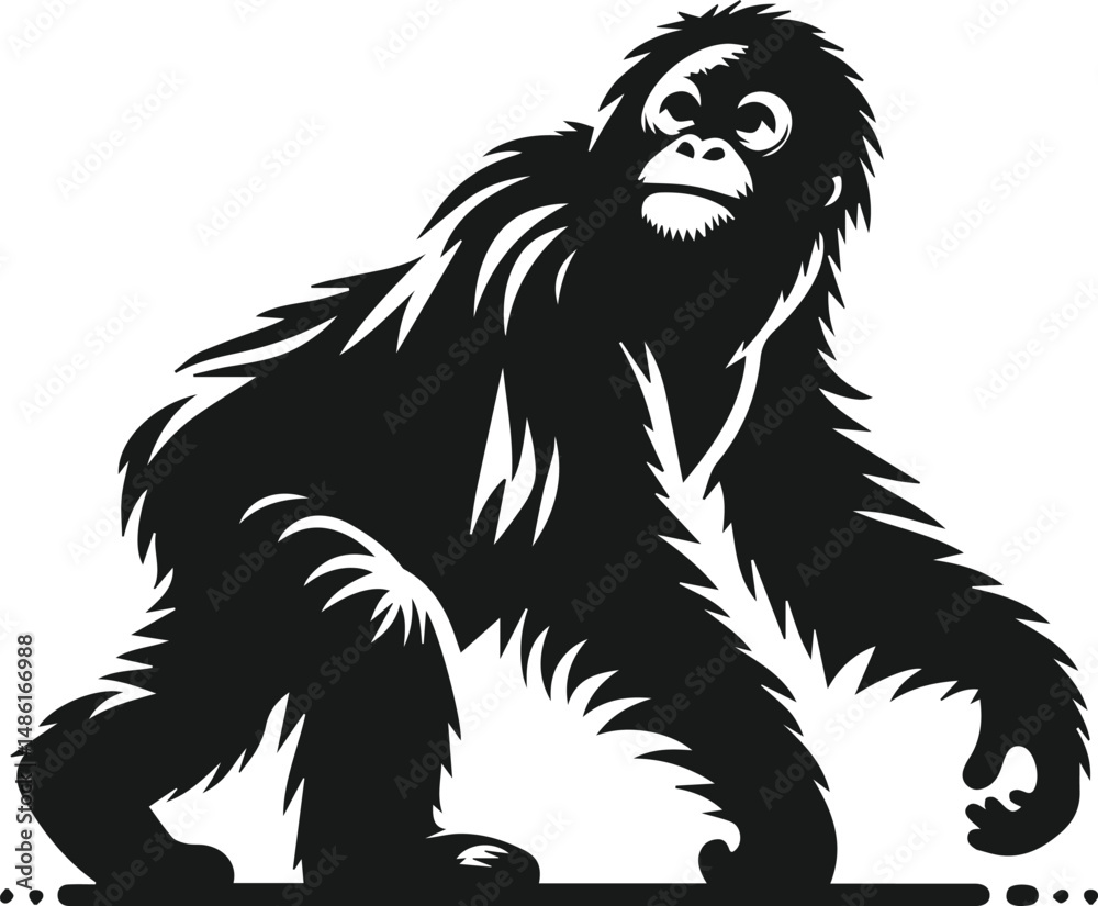 Fototapeta premium orangutan vector wild animal silhouette