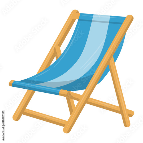 Blue Beach Deck Chair Vector