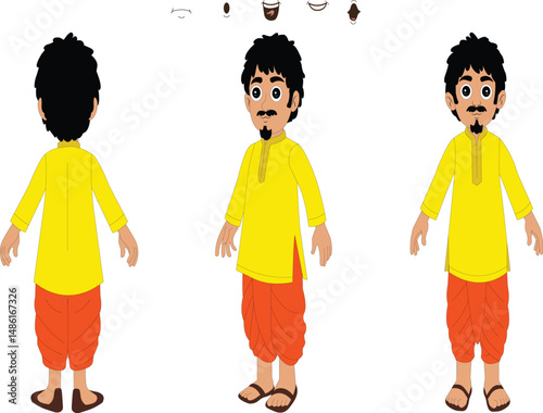 Indian man cartoon character. moral stories for the best cartoon character.