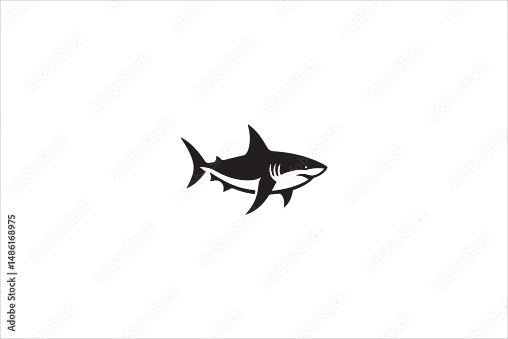Fototapeta premium shark silhouette with a simple, understated design set against a white background