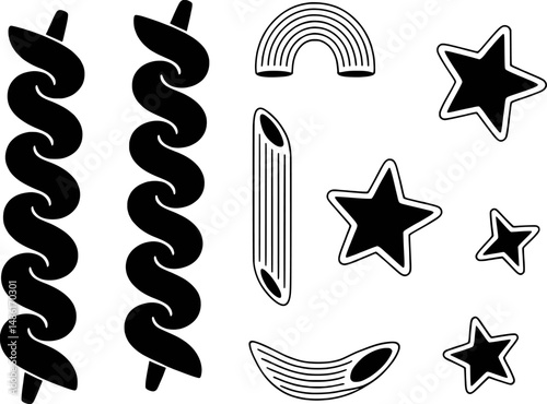 Black and white pasta shapes star design