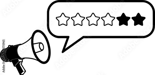 Megaphone announcing three star customer review