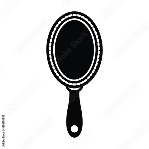 Handheld Oval Mirror Icon Vector Illustration, Isolated on White