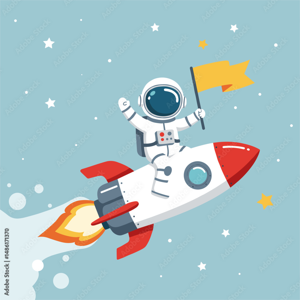 Fototapeta premium Cute astronaut vector cartoon illustration