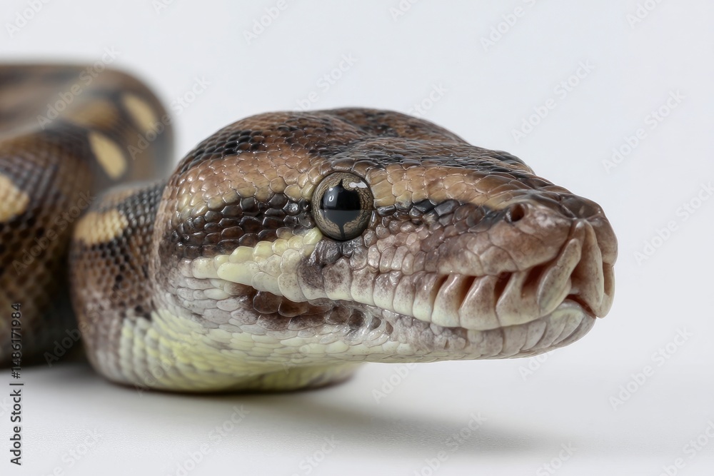 Obraz premium Ball Python Close-up Reptile Snake Isolated on White
