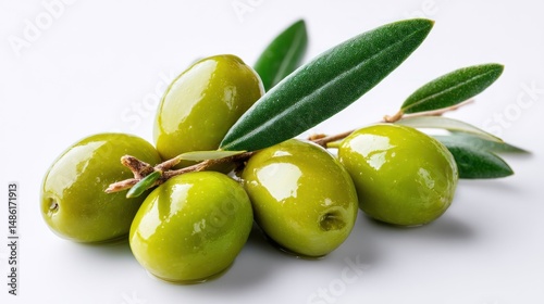 Wallpaper Mural Fresh green olives with leaves (2) Torontodigital.ca