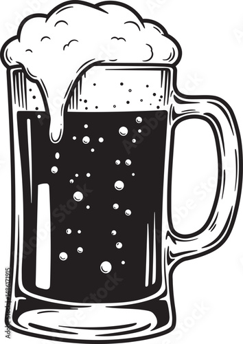  Beer Glass and Mugs Collection Silhouettes White Color Background