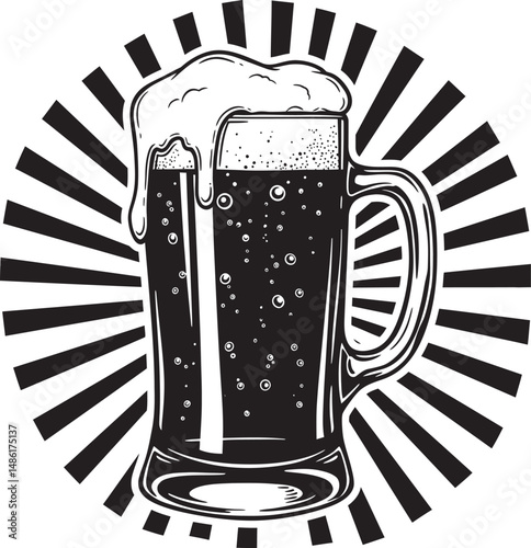  Beer Glass and Mugs Collection Silhouettes White Color Background