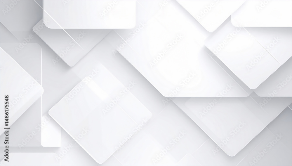Fototapeta premium Abstract tech business background, floating UI elements, soft light glow, white and gray tones