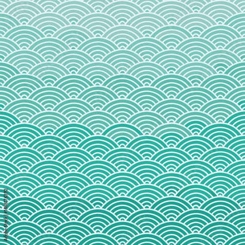 Seamless vector illustration of colorful curves in a modern geometric pattern.