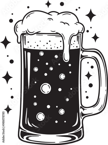  Beer Glass and Mugs Collection Silhouettes White Color Background