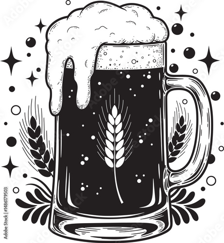  Beer Glass and Mugs Collection Silhouettes White Color Background