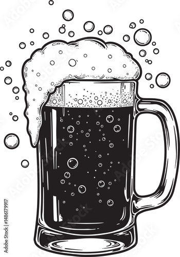  Beer Glass and Mugs Collection Silhouettes White Color Background