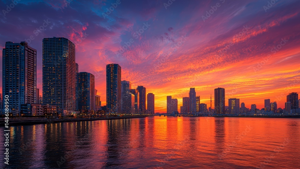 Obraz premium Majestic Skyline in Golden Hour