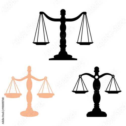 Scales of Justice silhouette legal symbol set