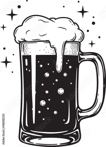  Beer Glass and Mugs Collection Silhouettes White Color Background