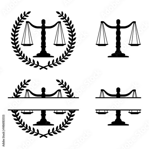 Scales of Justice laurel wreath design set