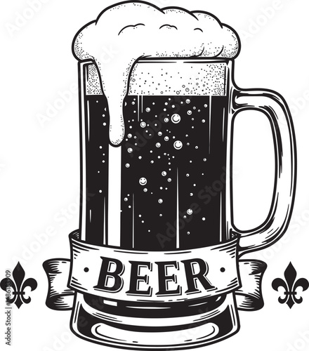  Beer Glass and Mugs Collection Silhouettes White Color Background