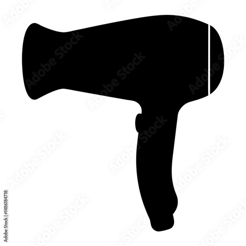Black silhouette of a hair dryer on a white background artwork