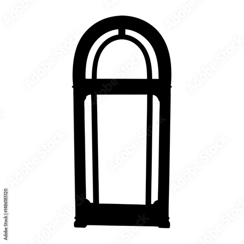 Elegant antique window or mirror frame silhouette with rounded top and decorative base
