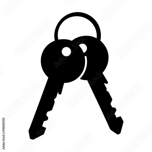 A simple black and white illustration of two keys on a ring