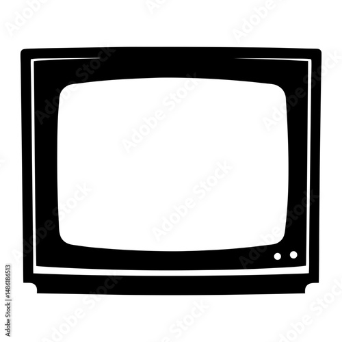 Retro Television Set Black and White Nostalgic Icon for Multimedia Design