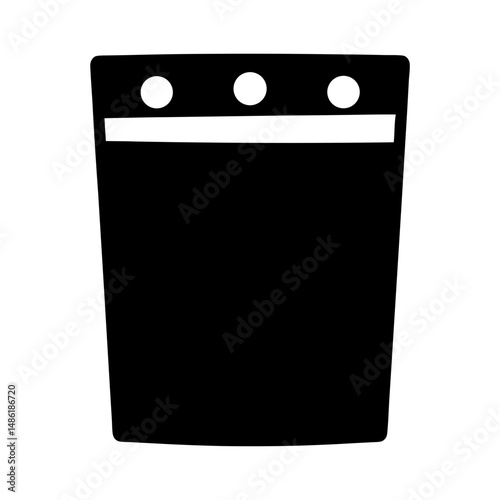 Stylized black and white image of a modern front load dishwasher