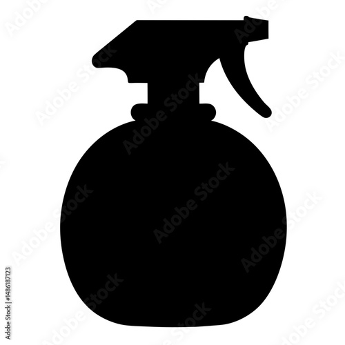 Silhouette of a round cleaning spray bottle with a trigger nozzle