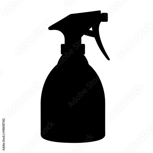 Spray bottle silhouette for cleaning or gardening use on white background