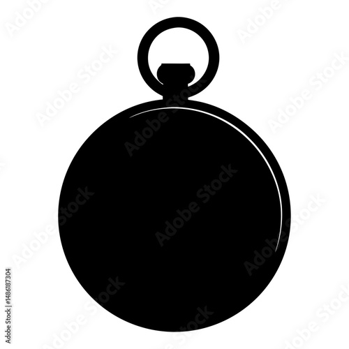 Silhouette of a classic pocket watch suspended from a loop mechanism