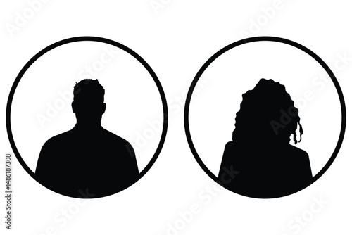 Man and woman head icon silhouette. Male and female avatar profile, face silhouette sign – stock vector, Set of male and female icons. Vector eps 10