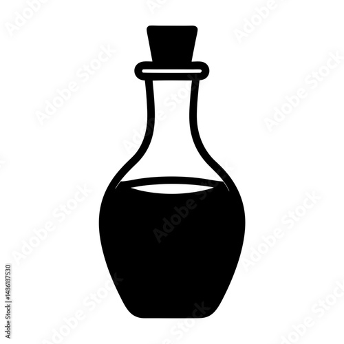 Simple black and white potion bottle with cork for fantasy themes