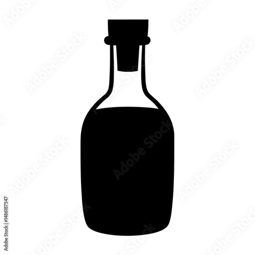 Silhouette of a bottle with a cork stopper filled with liquid