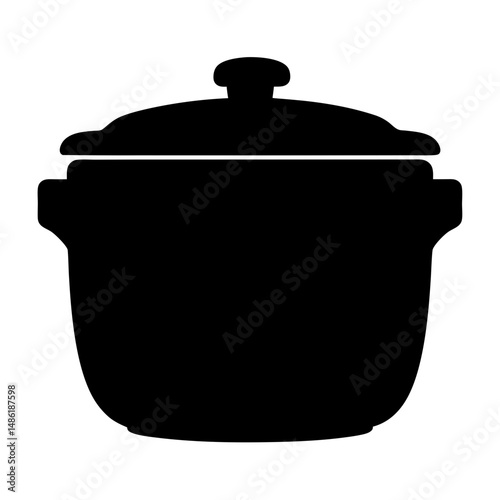 Black silhouette of a lidded cooking pot, slow cooker concept