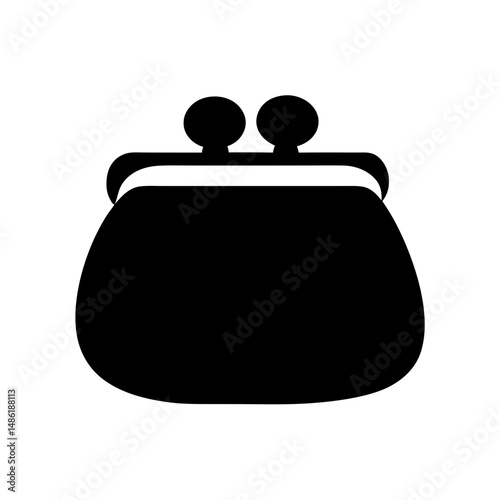 Vintage kiss lock coin purse silhouette against a white background, close up