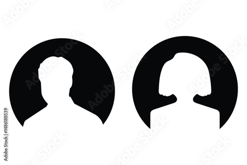 Man and woman head icon silhouette. Male and female avatar profile, face silhouette sign – stock vector, Set of male and female icons. Vector eps 10