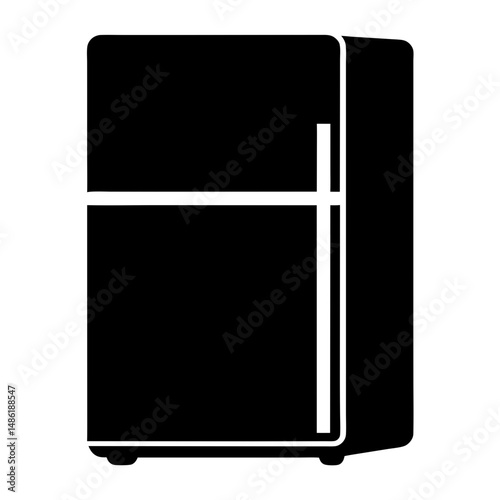 A simple black and white icon of a refrigerator appliance element