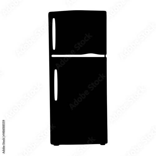 Black and white depiction of a classic top freezer refrigerator design