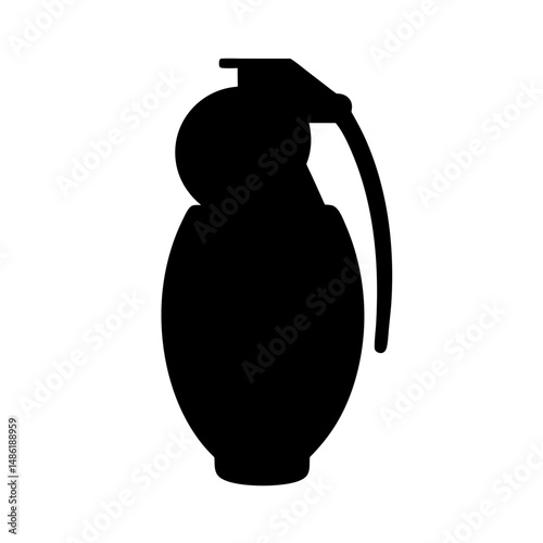 Silhouette image of a hand grenade, a weapon used in combat situations
