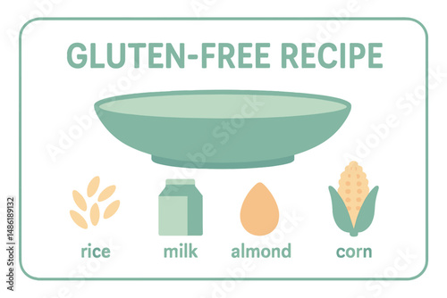 Gluten-free recipe featuring rice, milk, almond, and corn for healthy cooking and meal preparation