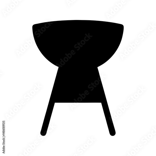 Stylized illustration of a barbecue grill, with a minimalistic and modern aesthetic
