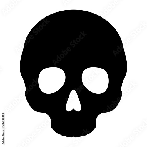Simple black and white skull vector image for Halloween or horror