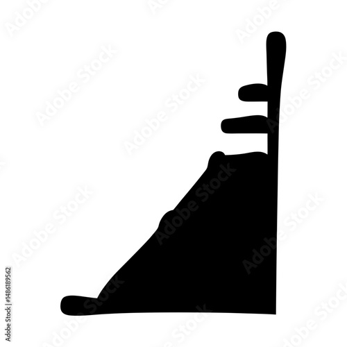 Solid black silhouette of a water slide structure with ladder elements