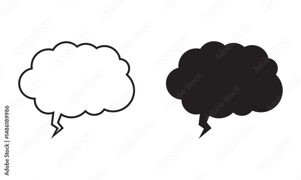 Fototapeta premium Thought cloud. Think bubble line and black.