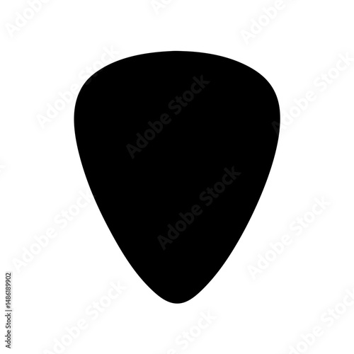 Black Guitar Pick on White Background Ready for Playing Music Instruments