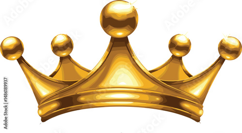 Shiny Golden Crown vector illustration – 3D realistic Royal Crown with sparkles on transparent background for Luxury, Power, and Royalty design