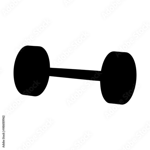 Simple black dumbbell on a white background suitable for fitness applications